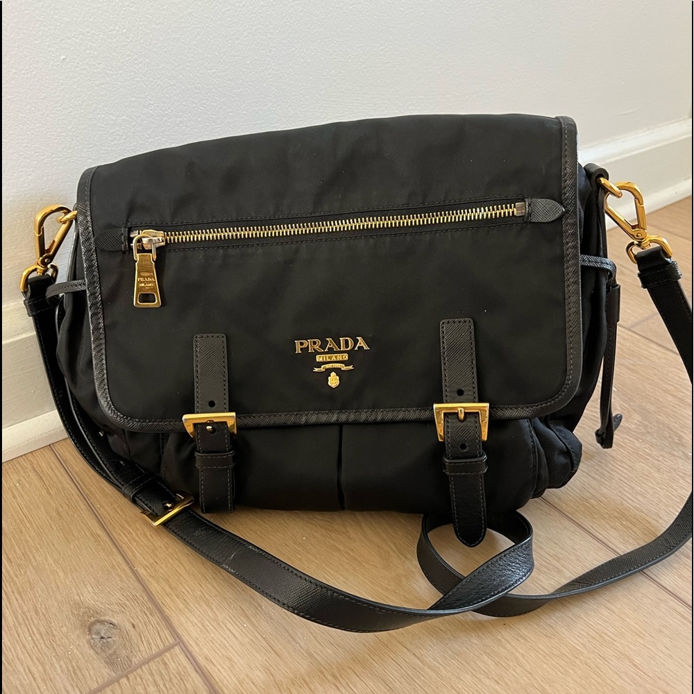 Prada Tessuto Messenger bag with Saffiano leather trim